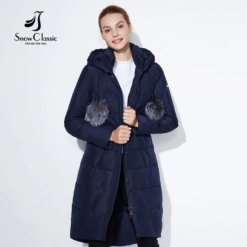 SnowClassic 2018 зима длинная куртка женщин теплый пальто мода Preppy Style outwear сплошной