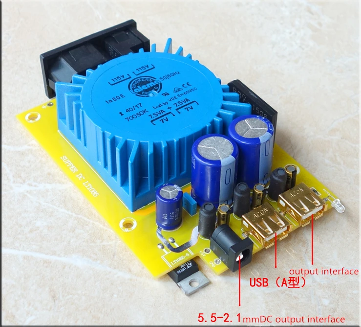 Тип 5 в USB 15 Вт DC порт двойной выход Линейный источник питания DC регулятор напряжения CAS XMOS raspberry
