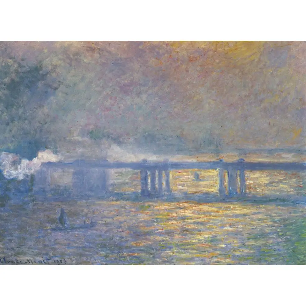 Hand Painted Oil paintings Claude Monet Canvas art Charing Cross Bridge High quality home decor | Дом и сад
