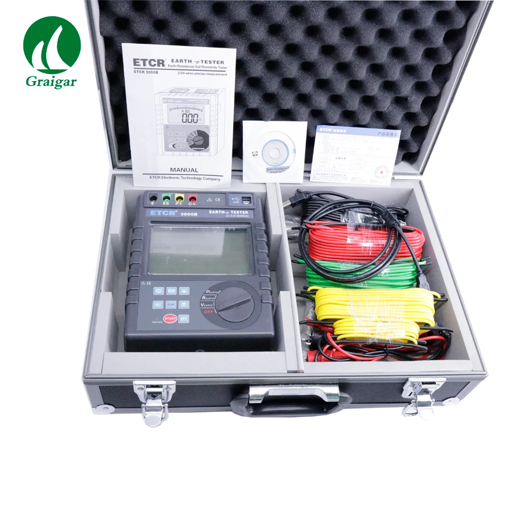 ETCR3000B Измеритель сопротивления земле удельного почвы измерение 2/3/4 полюсного