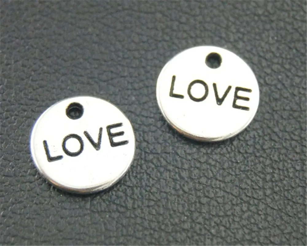 100pcs Silver Color Round Love Charm Tag DIY Handmade Jewelry Findings Accessories 9mm A1842 | Украшения и аксессуары