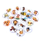 Круглый Стеклянный кабошон с узором в виде пчелы, 40 шт.лот, 10 мм, 12 мм, 14 мм, 16 мм, фурнитура и компоненты для изготовления ювелирных изделий своими руками, T029