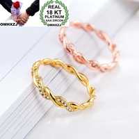omhxzj wholesale personality fashion ol woman girl party wedding gift twisted aaa zircon 18kt yellow gold rose gold ring rn30