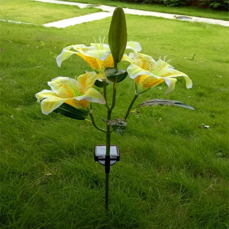 CLAITE наружная Солнечная энергия Светодиодная лампа цветок лилии для двора сада