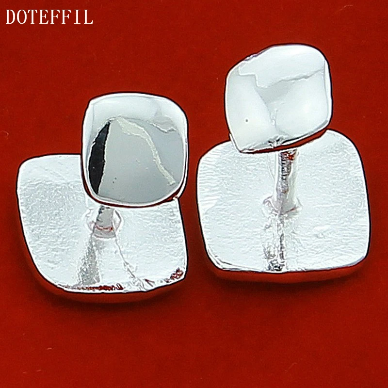 DOTEFFIL 925 стерлингового серебра двойные гладкие запонки для мужчин и женщин