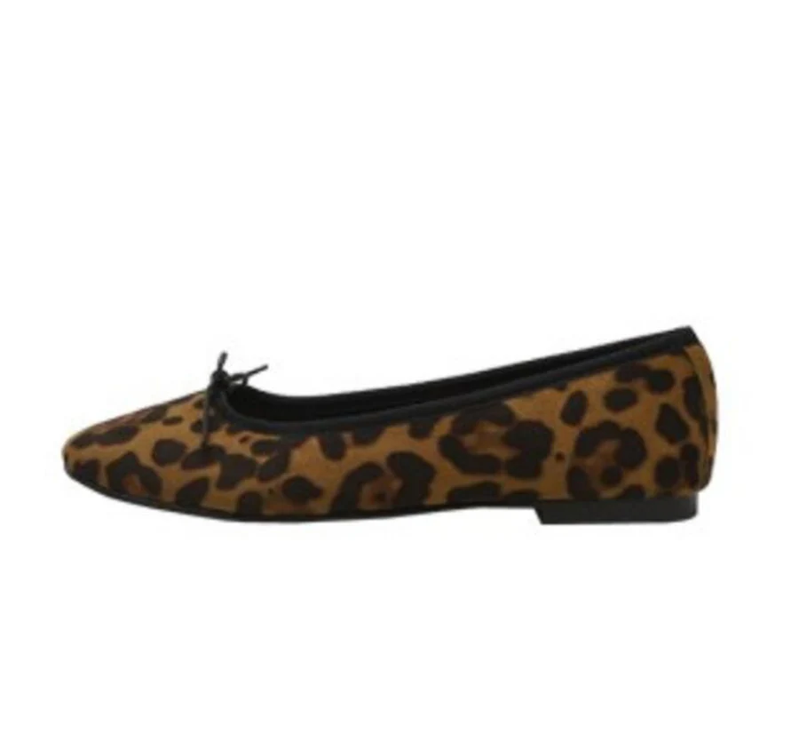 

New Leopard Flat Sole Shoes Fashion Round Head Shallow Mouth Leopard Bow Casual Shoes Suede Light Wearable