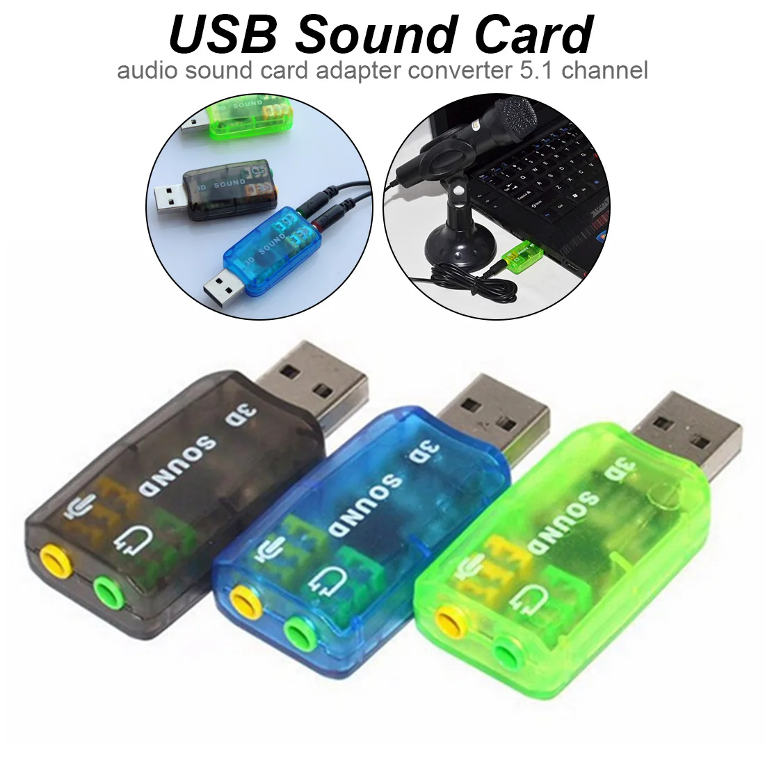 Внешняя звуковая карта USB со штекером 3 5 мм аудиоадаптер для наушников микрофона