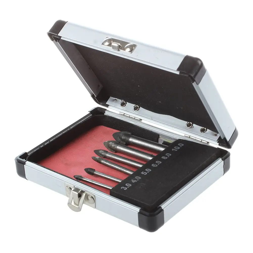 Drop shipping New 6pcs Glass And Tile Drill Bit Set Kit 3 4 5 6 8 10 mm + Case | Инструменты