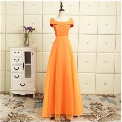 orange Vestidos de dama de honor largo новые атласные тюлевые Платья для подружек невесты в 5 стилях оранжевые дешевые платья до 50 pretty abito damigella - Цвет: orange