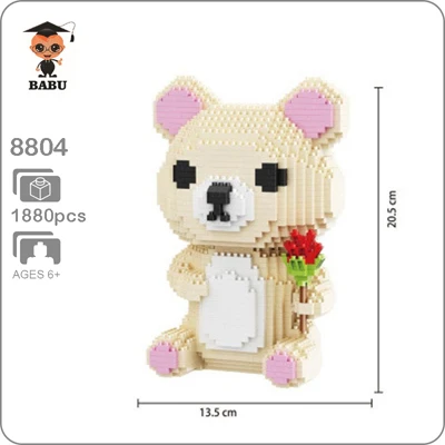 Pink Bear Собака кошка Хаски бульдог Бог богатства животное домашнее животное 3D модель алмаз Мини Строительные подарочные игрушечные блоки - Цвет: Pink Bear