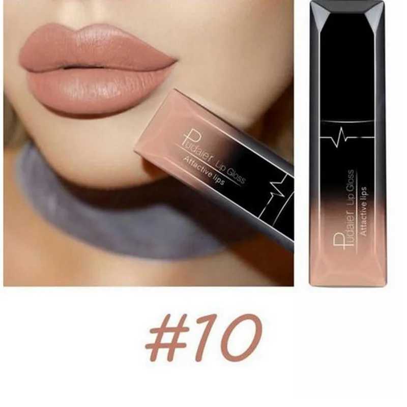 Pudaier водостойкий жидкий блеск для губ металлик матовая губная помада для губ Косметика Макияж телесный Фиолетовый Черный Розовый стойкий