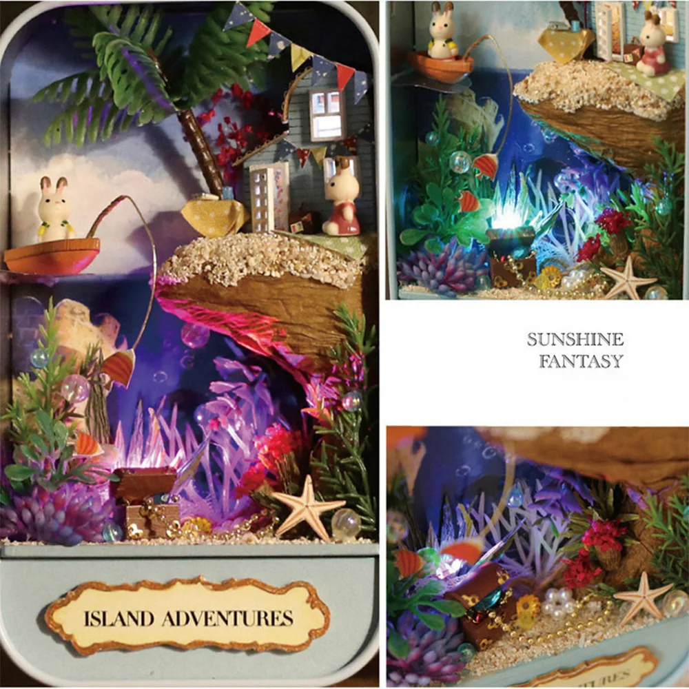 Остров приключений театральной коробки деревянные игрушки DIY Craft 3D Миниатюрный