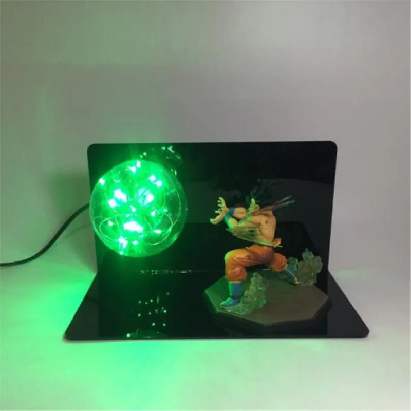 Green Lighting Dragon Ball Kamehameha атаки Супер Saiyan ГОКу сын DIY дисплей прикроватной тумбочке лампа ЕС США 220V 110V ночника в красные, синие зеленый - Испускаемый цвет: Green Lighting