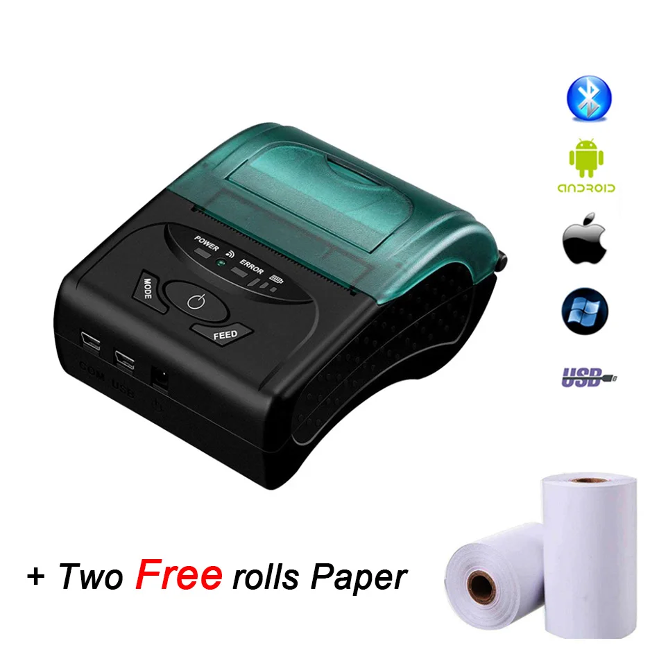 Printer 58 мм Термальный чековый POS принтер Loyverse POS Bluetooth принтер портативный принтер POS чековый принтер Bluetooth Android IOS - Цвет: Printer