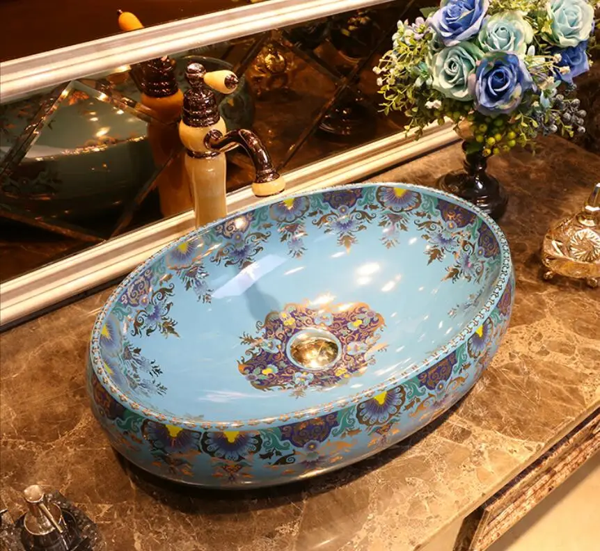 Фарфоровая раковина для ванной комнаты в стиле Северной Европы керамическая