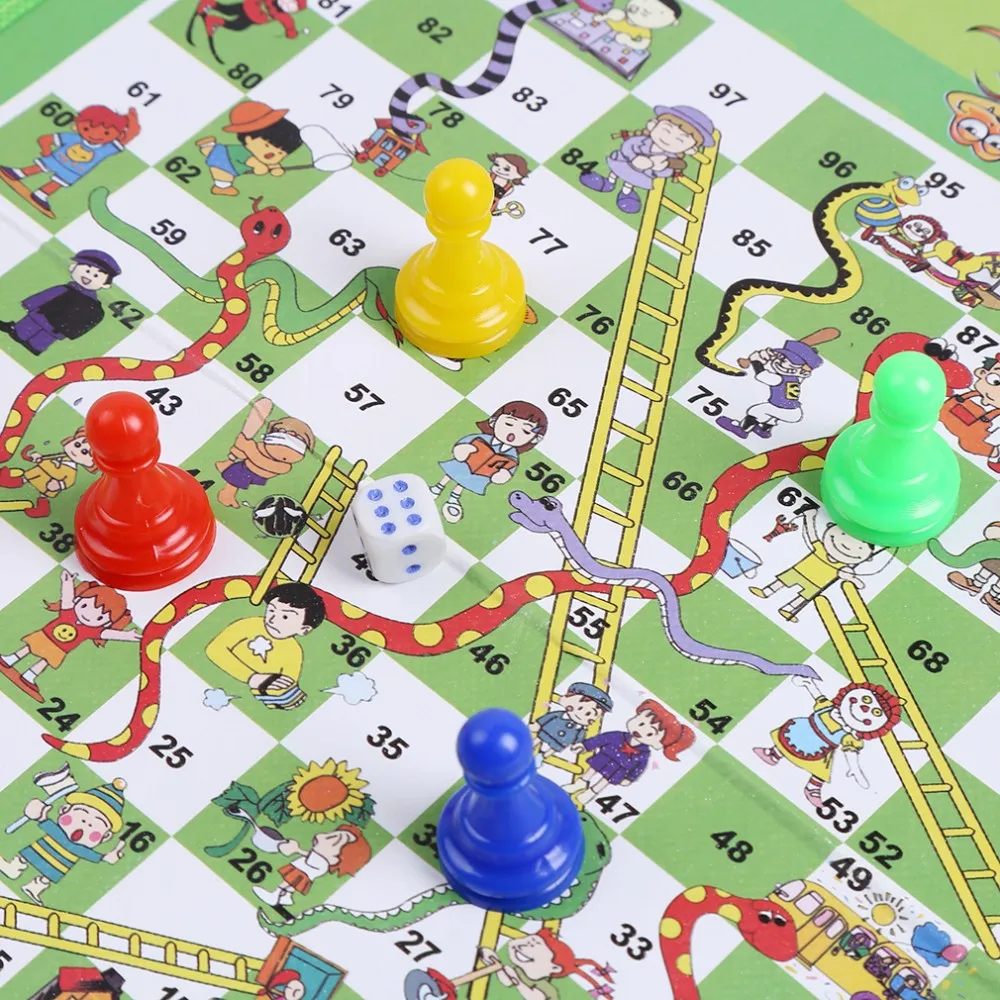 Портативный змей и лестницы головоломки складные Snake Chess игрушки для детей игры дошкольного обучения