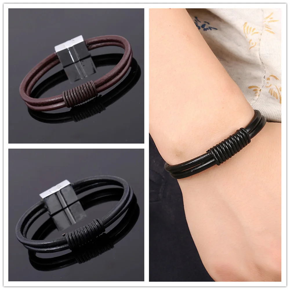 Мужские и женские браслеты PUN punk braclet Кожаные плетеные с цепочкой 2018|Браслеты