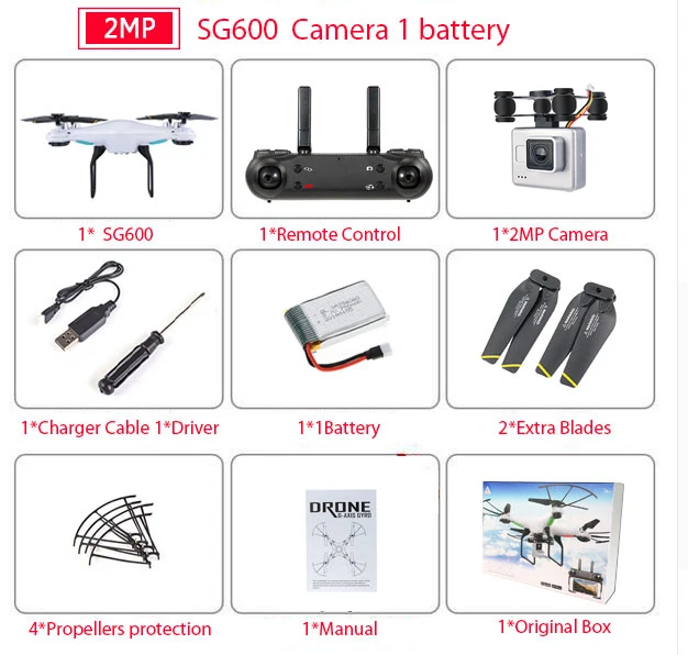 Радиоуправляемый Дрон SG600 с wifi FPV камерой Квадрокоптер с автоматическим возвратом высоты режим удержания без головы Вертолет VS X5HW X5SW E58 XS809W - Цвет: 200WWIFICam-1Bat