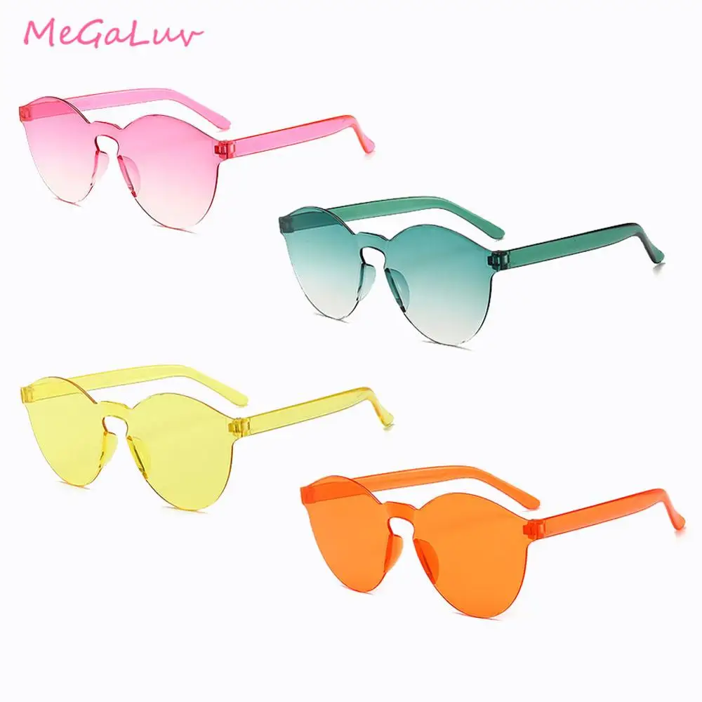 

Candy Color Sunglasses Transparent Shades Rimless Sun glasses for Women Men Festival Glasses Birthday Gift Pool Party Supplies