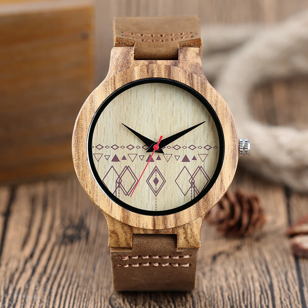 Мужские часы с натуральным деревянным бамбуковым кварцем наручные креативным