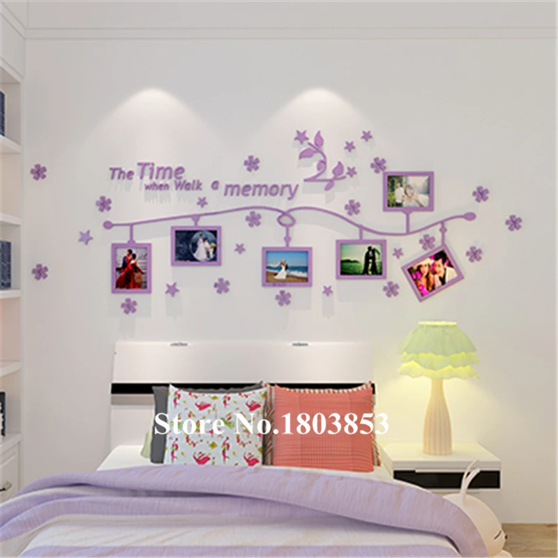 6pcs Frames Photo Wall Three-dimensional crystal TV backdrop wall stickers bedroom living room Home decor acrylic sticker decals
