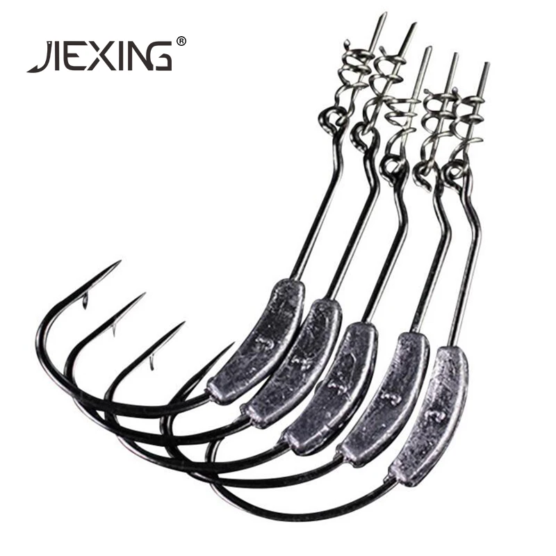 

5 шт./лот рыболовный крючок с джиг-головкой, острые Офсетные Крючки из углеродистой стали с пружиной, Мягкая приманка-червь, anzol 2 г/2,5 г/3 г/5,25 г/...