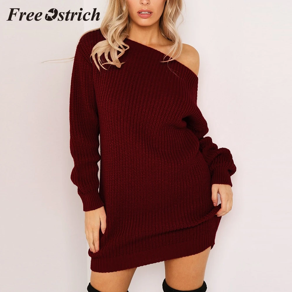 Женское трикотажное платье с открытыми плечами и длинными рукавами вечерние