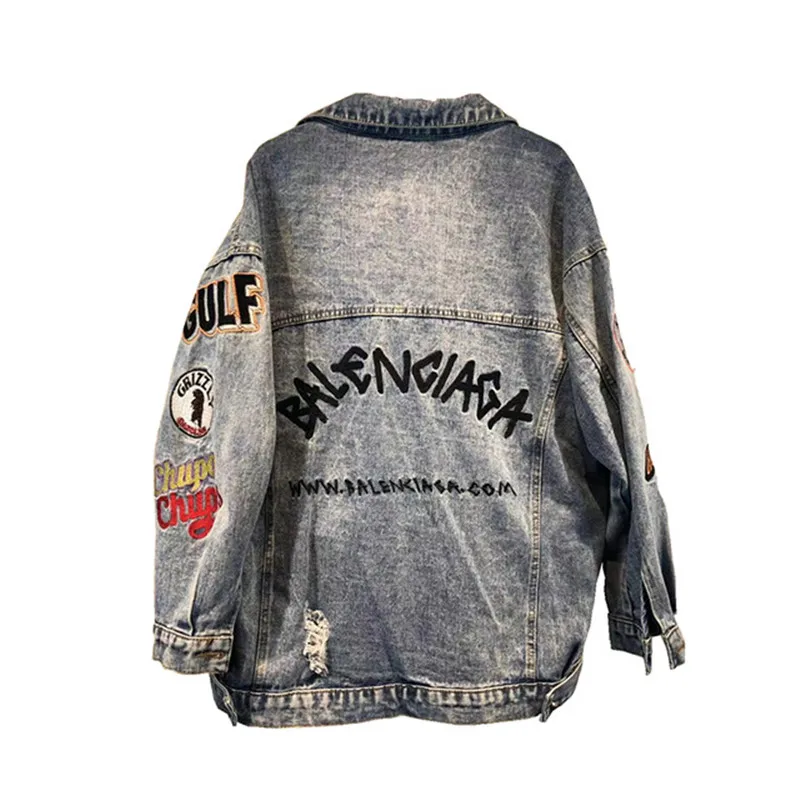 Женская элегантная джинсовая куртка пальто модное винтажное джинсовое женское