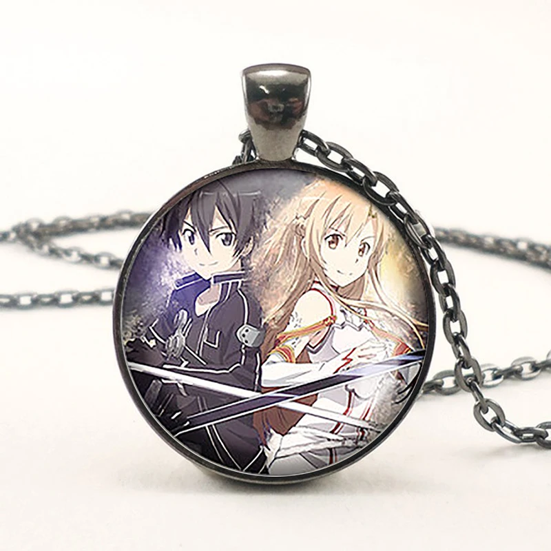 Меч искусство онлайн Kirigaya Kazuto Asuna милое ожерелье с кабошоном из мультфильма