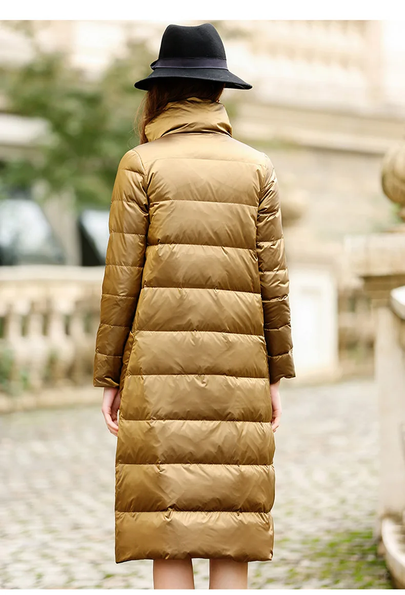 Two Side Wear Autumn Winter 90% White Duck Down Coat Women Light Down Long jacket Women warm Parkas A124