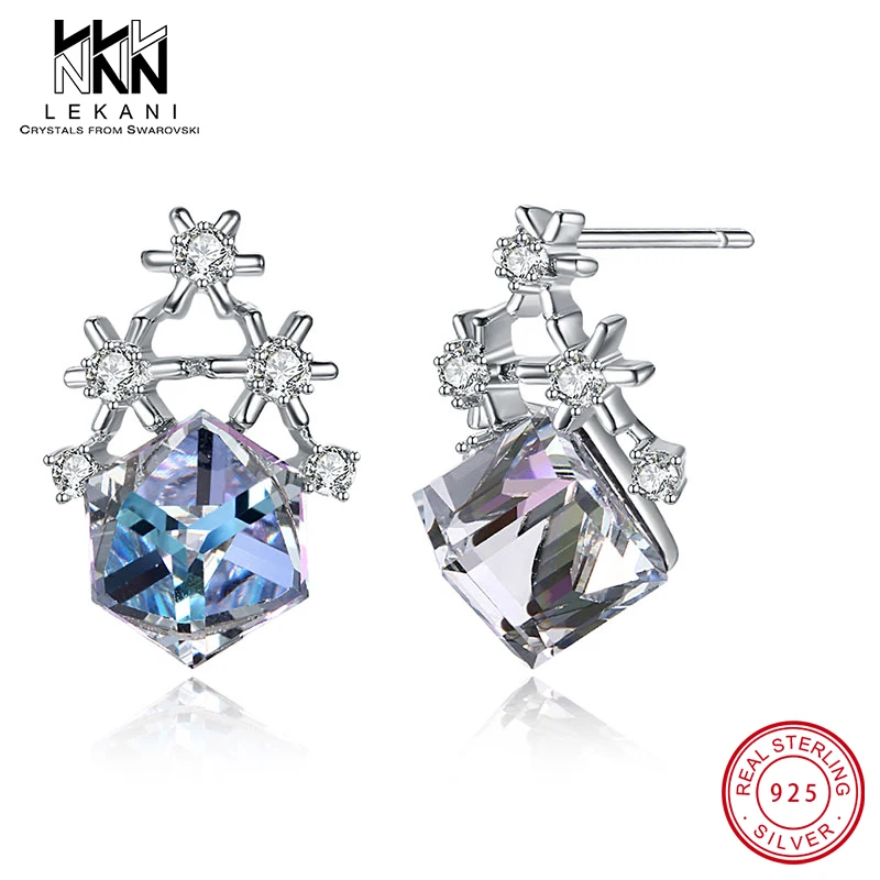 Женские серьги гвоздики из серебра 925 пробы с кристаллами|Серьги-гвоздики| |