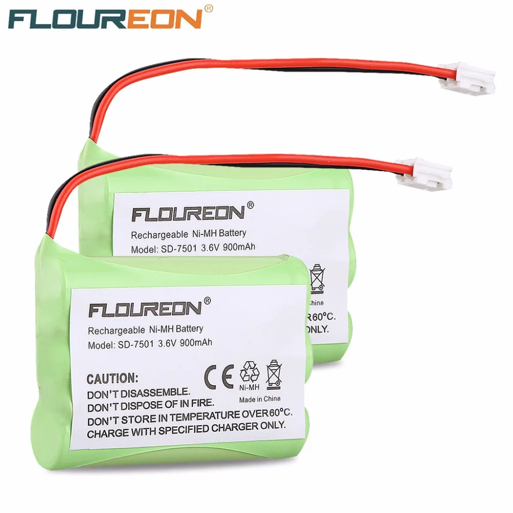 Floureon 2 шт. 900 мАч аккумуляторные Аккумуляторы для беспроводного телефона