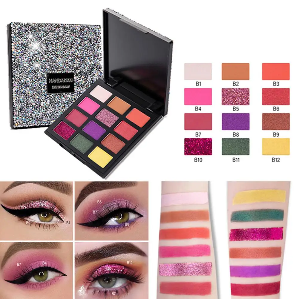 HANDAIYAN 1 шт. 12 цветов Палитра матовое стекло с перламутровым эффектом Shimmer Eyeshadow