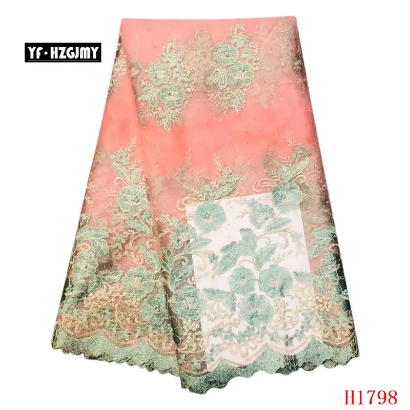 YF HZGJMY Nigerian Lace Fabrics 2019 High Quality Beaded African Floral Embroidered French Tulle Net Fabric A1798 | Дом и сад