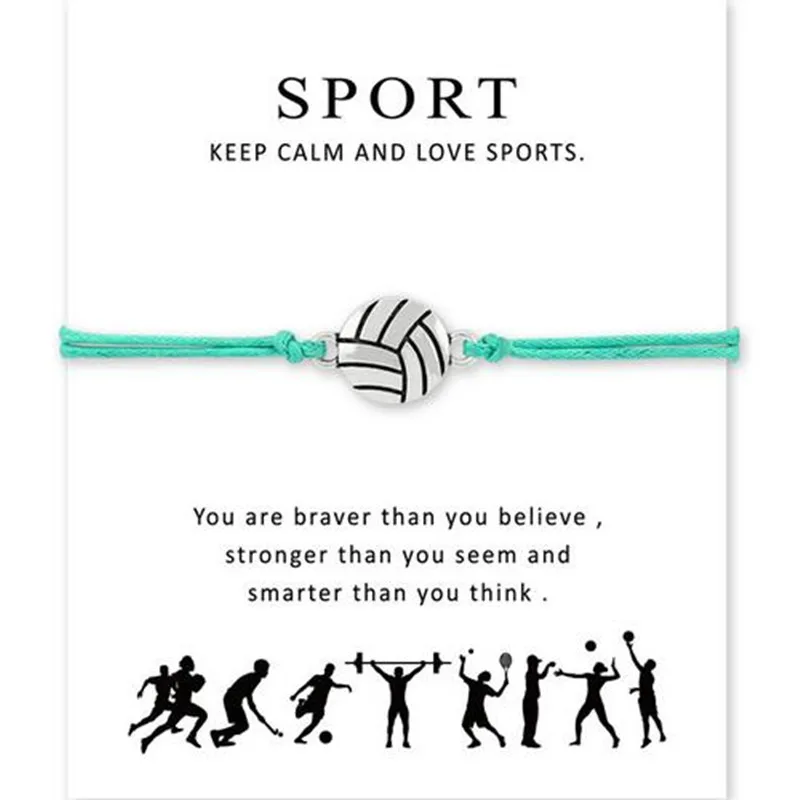 Лидер продаж серебряный браслет для волейбола пожеланий карточка женщин