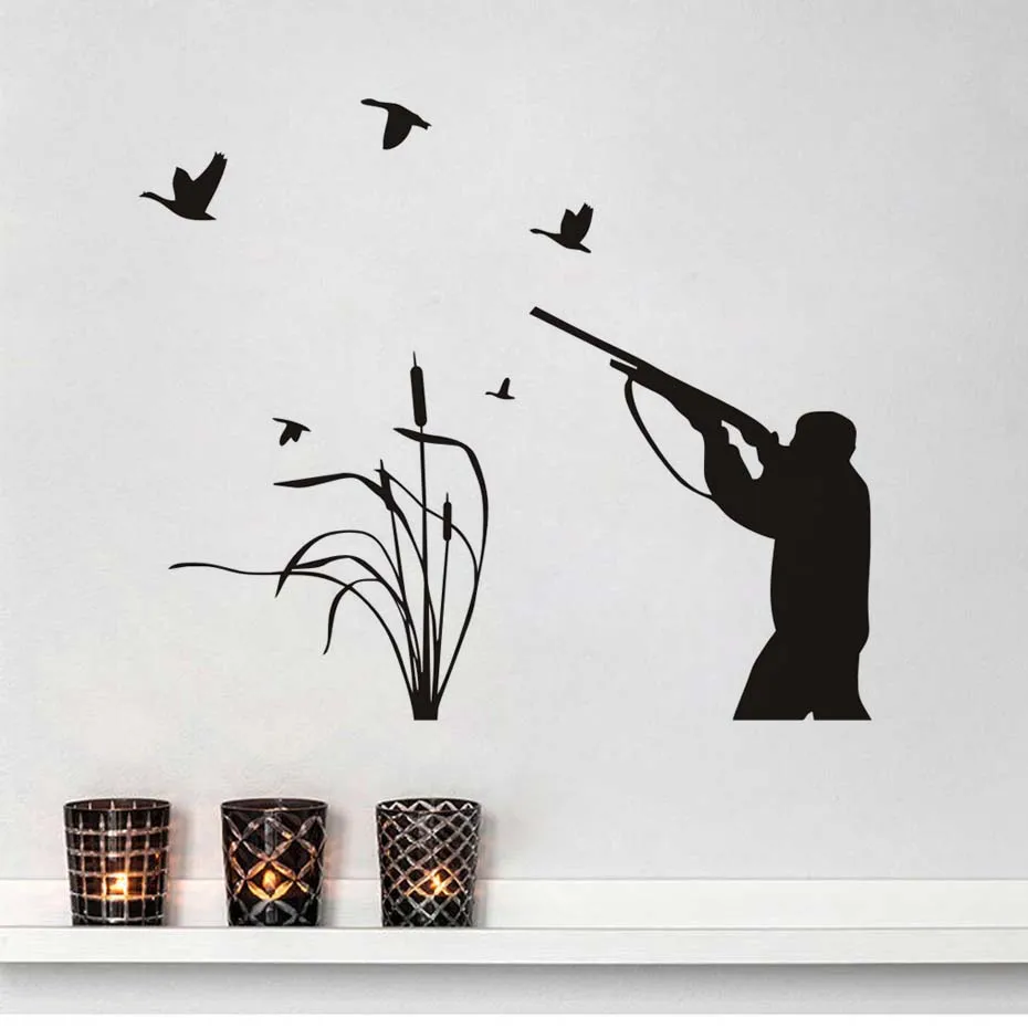 Bird Hunting Art Wall Stickers Active Hobbies Hunter Home Decoration Decal Living Room Bedroom Decals Removable Wallpaper | Дом и сад
