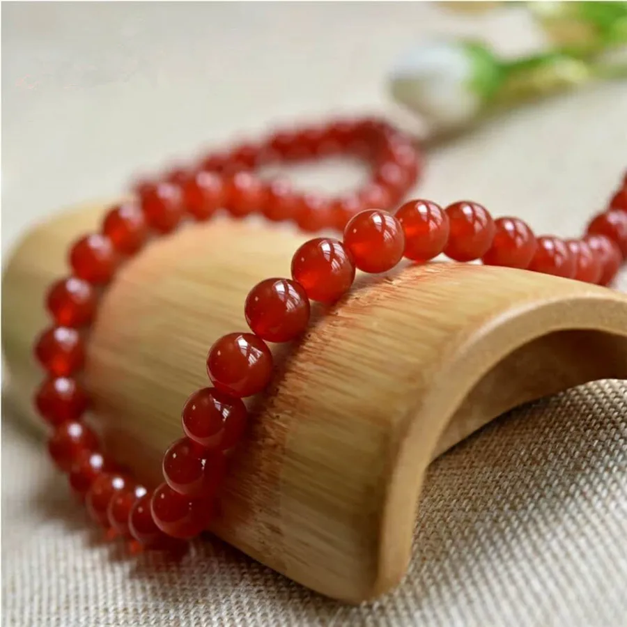 2018 Newly Genuine Natural Red Stone Necklace Quartz Crystal Round Beads Jewelry Long Chain 6mm Drop Shipping | Украшения и