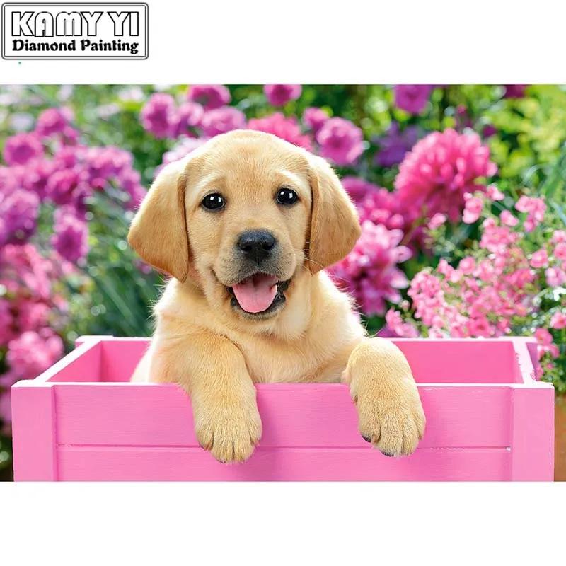 Полноразмерная Алмазная вышивка с изображением милой собаки мозаика