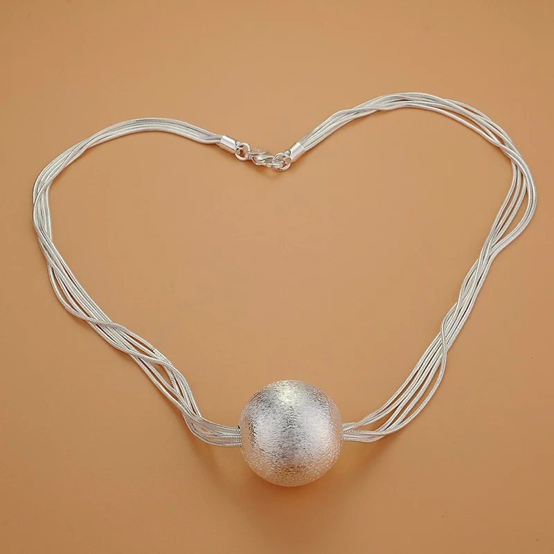 2018 fashion boutique S925 silver ball net matte single a chain necklace female accessories jewelry Valentine's Day gift | Украшения и