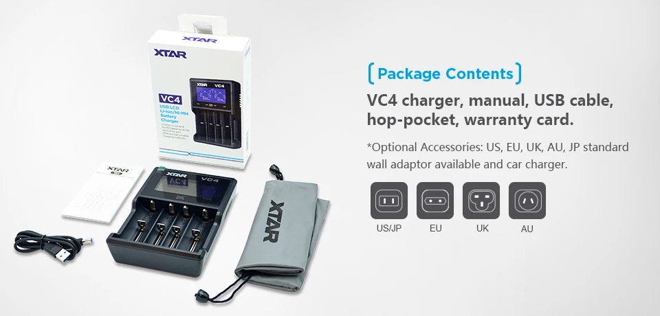 Зарядное устройство XTAR VC4 20700 18650 21700 14650 17335 17670 18490 10440 14500 16340 17500 18350 18500 18700 22650 25500
