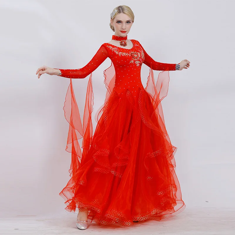 

Festival Clothing Ballroom Dance Dress For Women Elegant White Waltz Standard Ballroom Dance Competition Dresses BL1513
