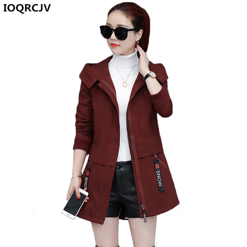 Женский плащ ветровка K814 утепленная Вельветовая куртка с капюшоном большого