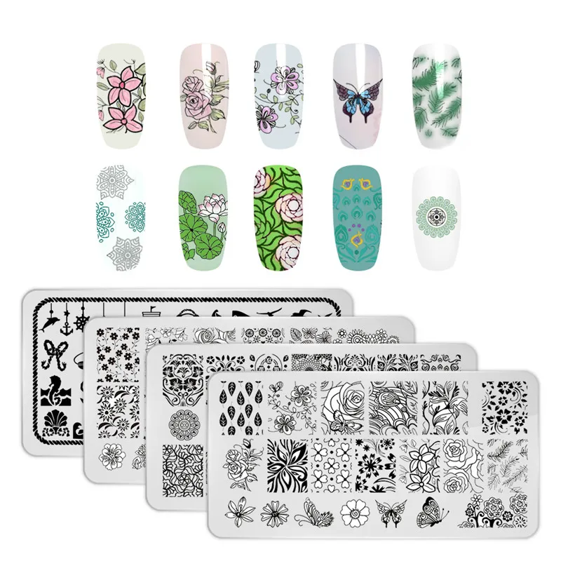 Маникюрные пластины мандалы для стемпинга ногтей прямоугольные квадратные