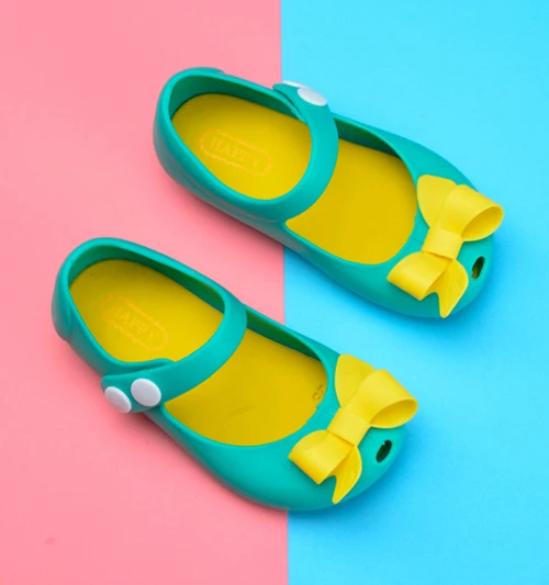 Melissa/Новые мини-сандалии для девочек прозрачная обувь с бабочками бантом