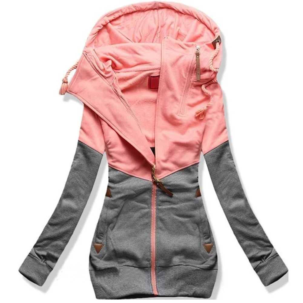 Осенняя индивидуальная двойная молния с капюшоном Топы повседневные пэчворк