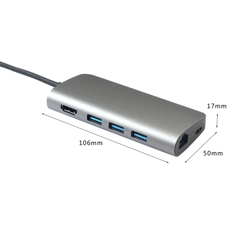 8 в 1 Usb 3 0 Type C концентратор для Ethernet + 4K видео Hdmi Pd Rj45 зарядный порт адаптер слот