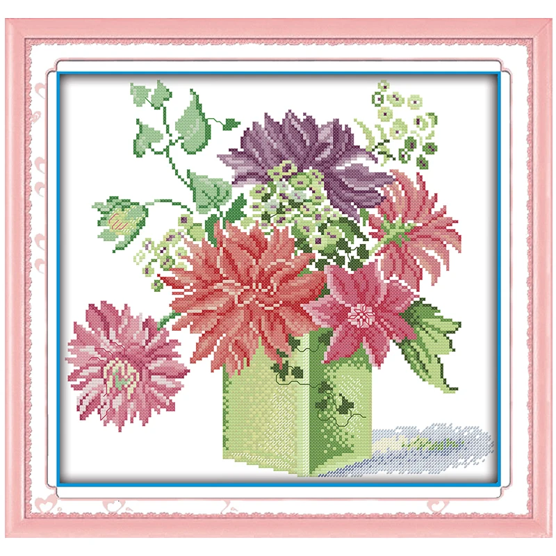 Набор вышитых крестиков Dahlias 11CT 14CT оптом | Дом и сад