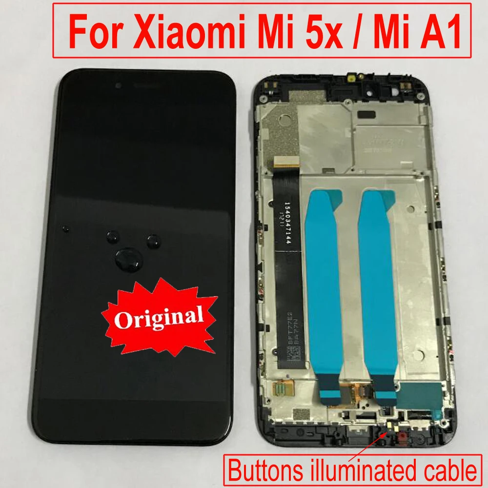 

100% Оригинальный MiA1 A1 стеклянный экран ЖК-дисплей сенсорный экран дигитайзер в сборе с рамкой для Xiaomi Mi 5X Mi5X датчик телефона
