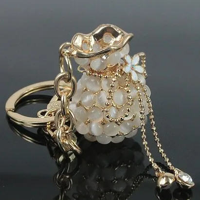 New Luxurious Clear Opal Money Purse Metal Keychain Bag Key Ring Valentines Gifts Wholesale Promotion | Украшения и аксессуары