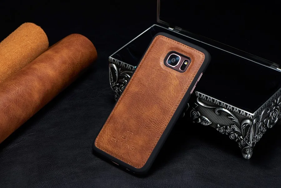 Двойной материал PU с кошельком из натуральной кожи флип чехол для Samsung Galaxy S7 Edge S8 S9
